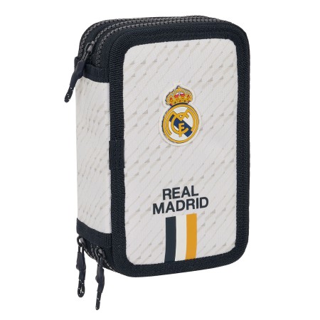 Pochette à crayons triple Real Madrid C.F. Blanc 12.5 x 19.5 x 5.5 cm (36 Pièces)