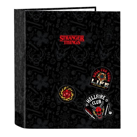 Carpeta de anillas Stranger Things Negro A4 27 x 33 x 6 cm