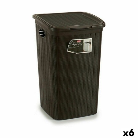 Panier à linge Stefanplast Elegance Marron Plastique 50 L 36,5 x 54,5 x 38 cm (6 Unités)