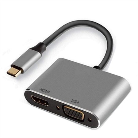 Adaptador USB a VGA/HDMI Ewent EW9700 4K Ultra HD Negro/Gris 15 cm