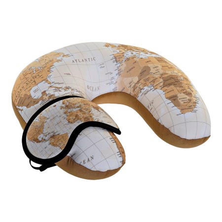 Coussin Cervical DKD Home Decor De voyage Mappemonde (30 x 30 x 10 cm) (2 pcs)