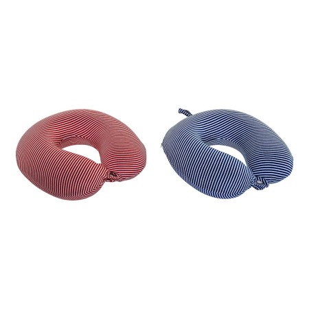 Cojín Cervical DKD Home Decor De viaje Rojo Poliéster Espuma Azul marino (2 pcs) (30 x 30 x 9 cm)