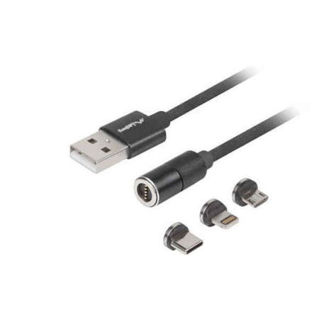 Câble USB vers Micro USB, USB-C et Lightning Lanberg CA-3IN1-20CU-0010-BK (1 m)