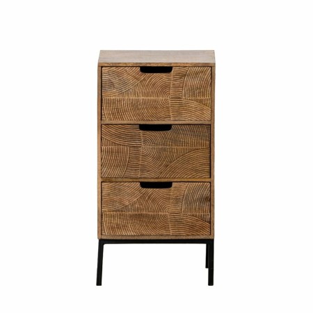 Table de Nuit Noir Naturel Fer Bois de manguier 32 x 25 x 63,5 cm