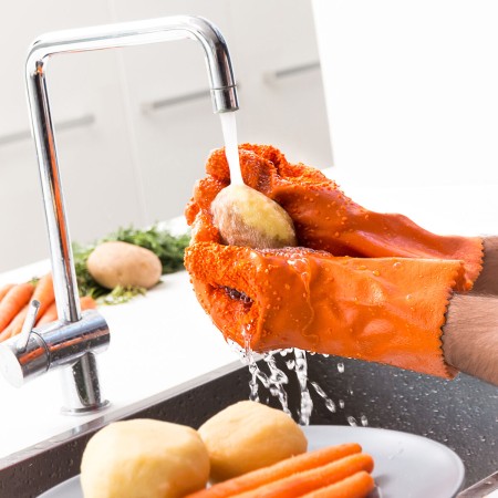 Guantes Limpiadores Peladores de Verduras y Frutas Gloveg InnovaGoods IG115670 Naranja PVC (Reacondicionado A)