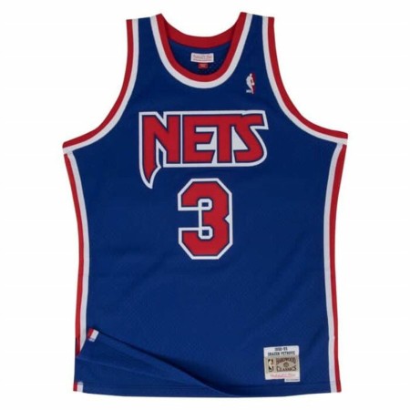 t-shirt de basket Mitchell & Ness New Jersey Nets 1991-92 Nº3 Drazen Petrovic Bleu foncé