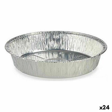 Set de Fuentes de Cocina Desechable Redonda Aluminio 21,5 x 5,5 x 21,5 cm (24 Unidades)