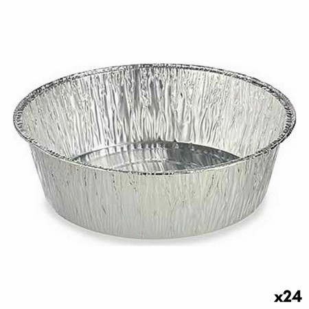 Set de Fuentes de Cocina Desechable Redonda Aluminio 25 x 8 x 25 cm (24 Unidades)