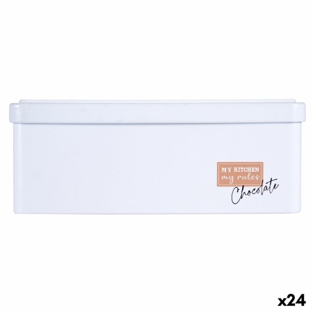 Bote My kitchen My Rules Chocolate Blanco Hojalata 11 x 7,1 x 18 cm (24 Unidades)