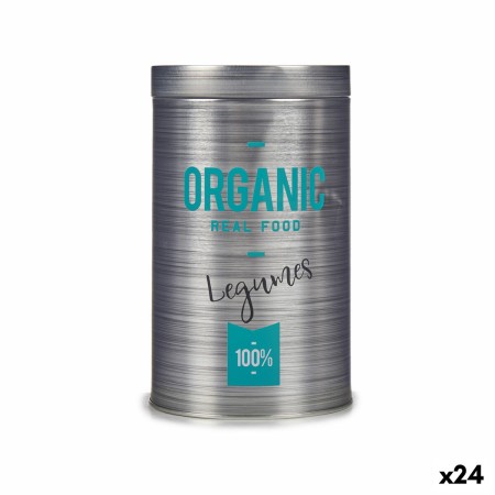 Bote Organic Legumbres Gris Hojalata 10,4 x 18,2 x 10,4 cm (24 Unidades)