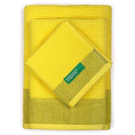 Ensemble de serviettes de toilette Benetton Rainbow Jaune 100 % coton