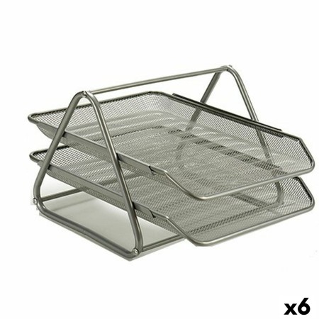 Plateau de qualification Grille Argenté Métal 35,5 x 27,5 x 21 cm (6 Unités)