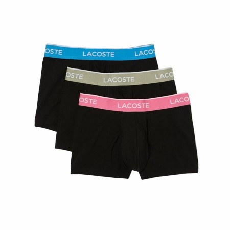 Bóxer de Hombre Lacoste Contrasting Waistband 3 Unidades Negro