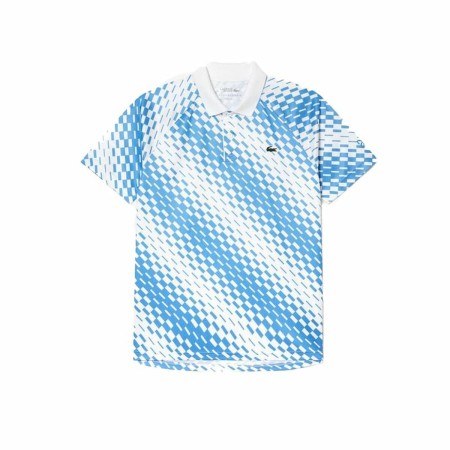 Polo de Manga Corta Hombre Lacoste Sport x Novak Djokovic Regular Fit Piqué Azul Blanco