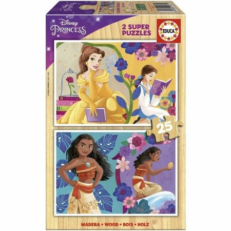 Set de 2 Puzzles Princesses Disney Bella + Vaiana 25 Piezas