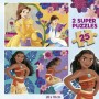 Set de 2 Puzzles Princesses Disney Bella + Vaiana 25 Pièces