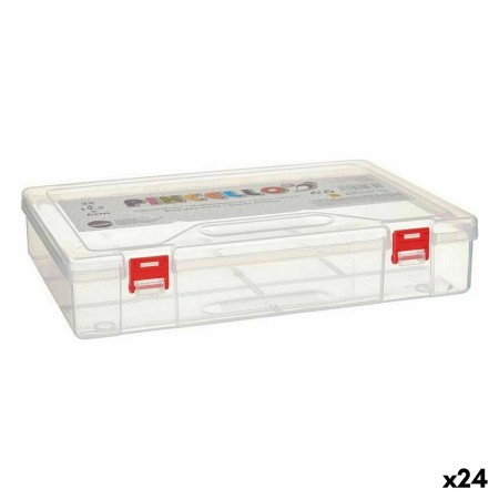 Caja Multiusos Rojo Transparente Plástico 29,5 x 6 x 20,5 cm (24 Unidades)