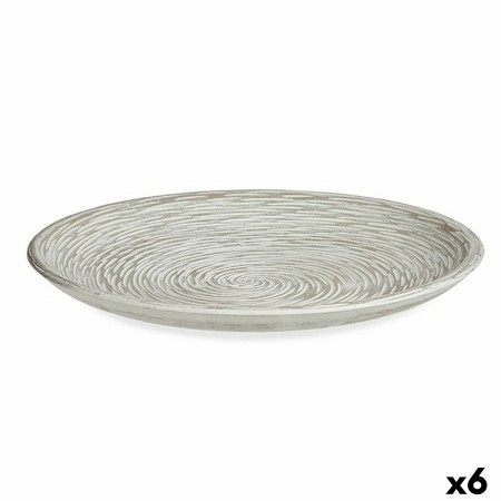 Plato Decorativo Ø 29 cm Espiral Blanco Madera MDF (6 Unidades)