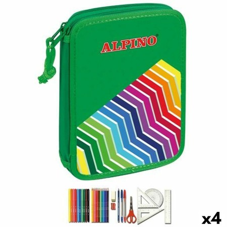 Plumier Doble Alpino Verde Multicolor 32 Piezas 4 Unidades