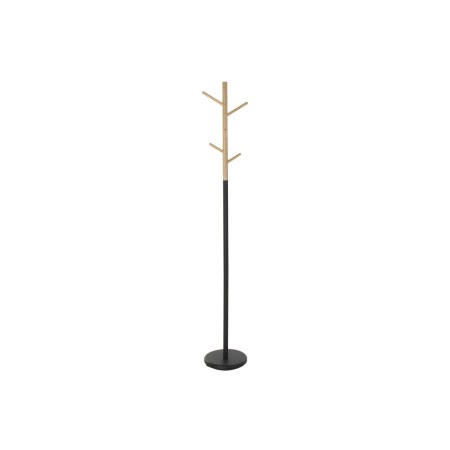 Perchero DKD Home Decor Negro Natural Metal Madera de caucho Loft 28 x 28 x 177 cm