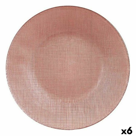 Plato Llano Rosa Vidrio 26,6 x 2 x 26,6 cm (6 Unidades)