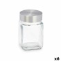 Bote Transparente Plateado Metal Vidrio 250 ml 6,5 x 11 x 6,5 cm (6 Unidades)