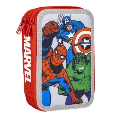 Plumier Triple The Avengers 43 Piezas Rojo 13 x 7 x 20 cm