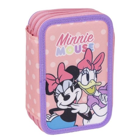 Pochette à crayons triple Minnie Mouse 43 Pièces Rose 13 x 7 x 19,5 cm