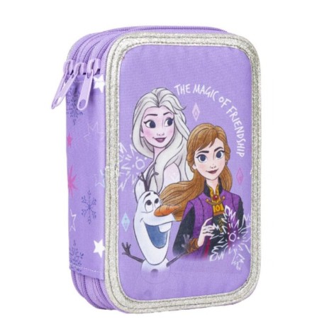 Pochette à crayons triple Frozen 43 Pièces Lila 13 x 6,5 x 19,5 cm