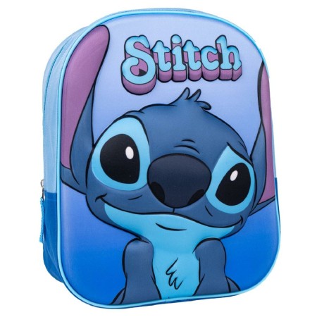 Mochila Escolar 3D Stitch Azul 25 x 31 x 10 cm