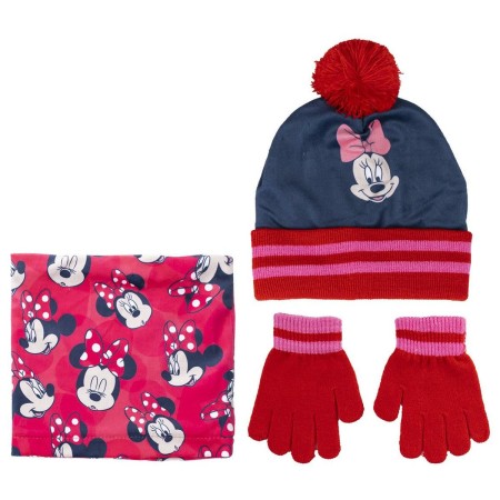 Gorro, Guantes y Braga de Cuello Minnie Mouse 3 Piezas Rosa