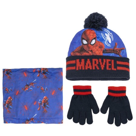 Bonnet, Gants et Echarpe Spiderman 3 Pièces Bleu Rouge