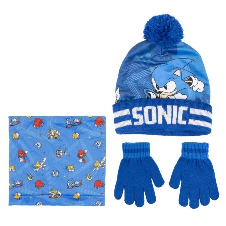 Bonnet, Gants et Echarpe Sonic 3 Pièces Bleu