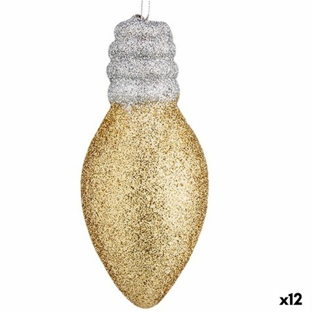 Adorno Navideño Bombilla Dorado Plateado Plástico 5 x 6 x 12 cm (12 Unidades)