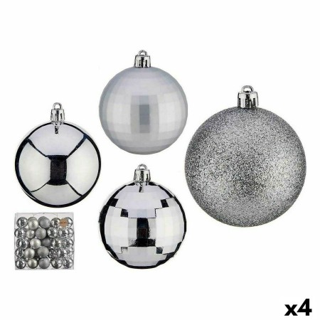 Set de Bolas de Navidad Plateado 7 cm (4 Unidades)