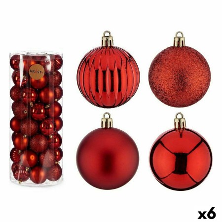 Set de Bolas de Navidad Rojo Plástico 6 x 7 x 6 cm (6 Unidades)