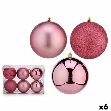 Set de Bolas de Navidad Rosa PVC Ø 12 cm (6 Unidades)
