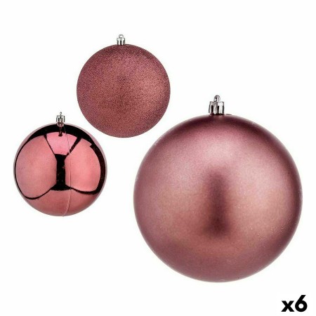 Set de Bolas de Navidad Rosa Plástico Ø 12 cm (6 Unidades)