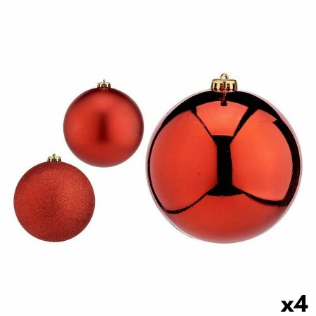 Set de Bolas de Navidad Rojo Plástico 15 x 16 x 15 cm (4 Unidades)