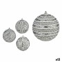 Set de Bolas de Navidad Purpurina Ø 10 cm Plateado PVC (12 Unidades)