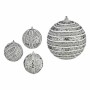Set de Bolas de Navidad Purpurina Ø 10 cm Plateado PVC (12 Unidades)