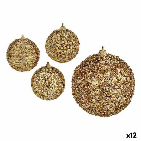 Lot de boules de Noël Ø 8 cm Doré PVC (12 Unités)