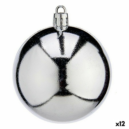 Set de Bolas de Navidad Plateado Plástico Ø 7 cm (12 Unidades)