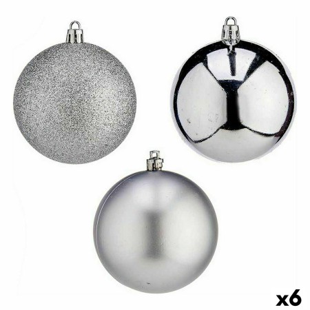 Lot de boules de Noël Argenté PVC Ø 8 cm (6 Unités)