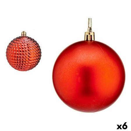 Set de Bolas de Navidad Rojo Plástico 8 x 9 x 8 cm (6 Unidades)