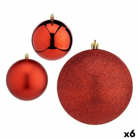 Set de Bolas de Navidad Rojo Plástico Ø 12 cm (6 Unidades)