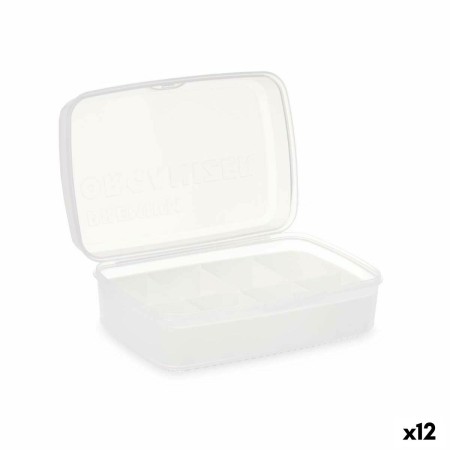 Caja de Almacenaje con Tapa Blanco Transparente Plástico 21,5 x 8,5 x 15 cm (12 Unidades)