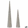 Set de Figuras Conos Lentejuelas Blanco Plástico (4 Unidades)
