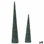 Set de Figuras Conos Lentejuelas Azul Dorado Plástico (4 Unidades)