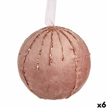 Set de Bolas de Navidad Poliéster Rosa 8 x 8 x 8 cm (6 Unidades)